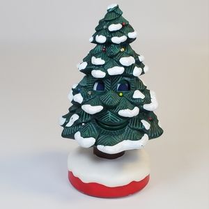 Vintage 8" Plastic Christmas Tree With Blinking Eyes Musical Singing Talking VTG